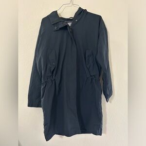 EVERLANE Women's Black Hood Jacket Rain Nylon Pocket Snap Zip S Oversized Parka